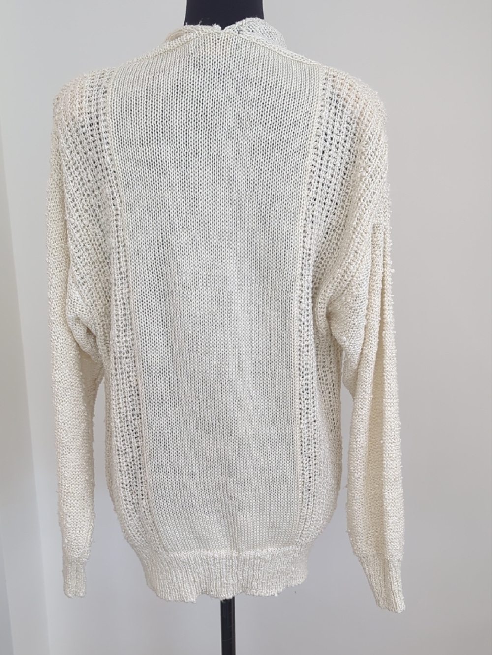Oversized Vintage Artisanal Cream Cowl Neck Sweater - Picture 8 of 16
